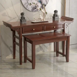 長條中式實木神桌／佛台／廳桌（帶一張長板凳）